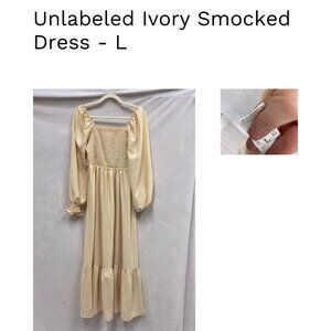 Unlabeled Ivory Smocked Dress - L